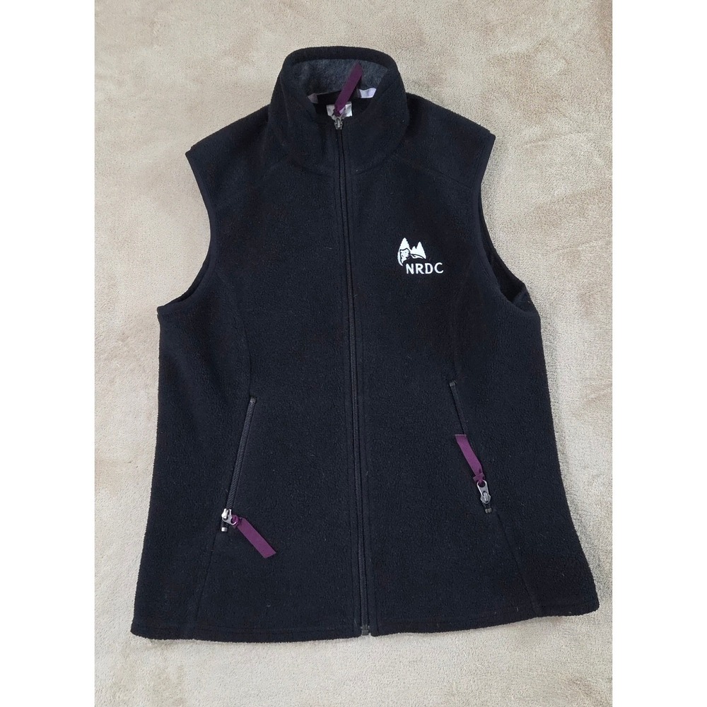 Vintage Patagonia Synchilla Fleece Vest Women Size Large Black Full Zip Logo